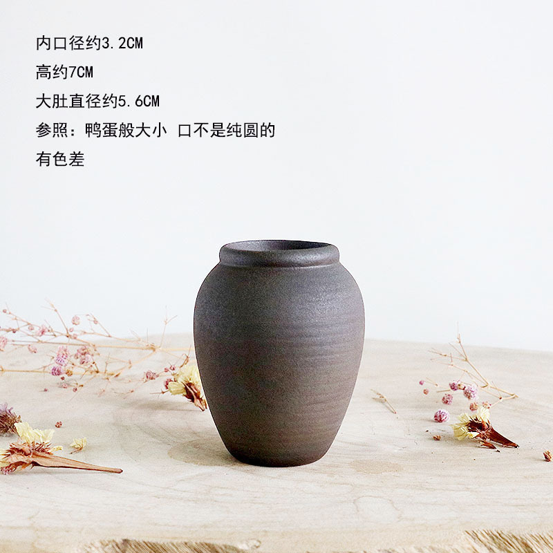 迷你水培小花瓶陶瓷复古餐桌装饰品摆件办公室桌面绿植铜钱草茶玩|undefined