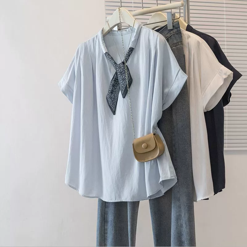 Корейская футболка с короткими рукавами больших размеров для женщин, лето 2025, новые свободные универсальные топы для похудения и прикрывающие тело для женщин