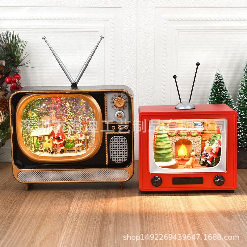Decoraciones navideñas transfronterizas interiores de resina TV accesorios decoración de escritorio nostálgica decoración de ventanas de televisión image 4