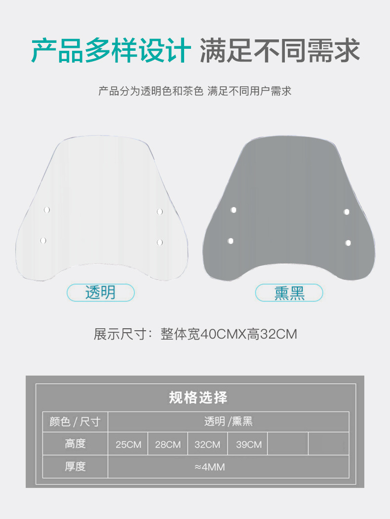 Suitable for Emma electric scooter windshield HD transparent front windshield battery car windshield windshield