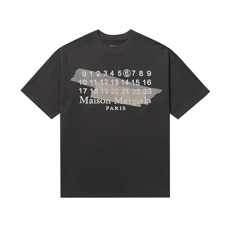 Maison Margiela 24SS коллекция MM6 цифровой узор круглый вырез мужской и женский модный бренд укороченный рукав футболка серия