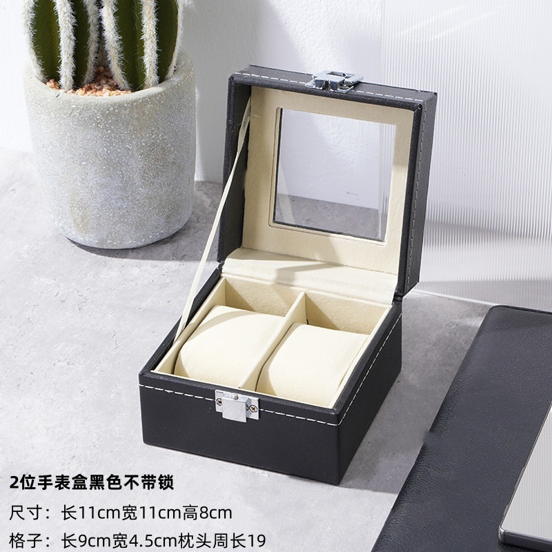 Caja de almacenamiento de reloj de cuero de veta de madera retro Caja de reloj múltiple Reloj de alta gama Reloj mecánico Caja de joyería Hogar de gran capacidad image 12