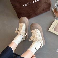 厚底休闲鞋女士板鞋小白鞋2025冬季新款加绒保暖内增高百搭系带潮