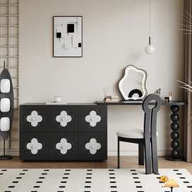 法式复古梳妆台六斗柜一体卧室小户型现代简约家用书桌收纳化妆桌