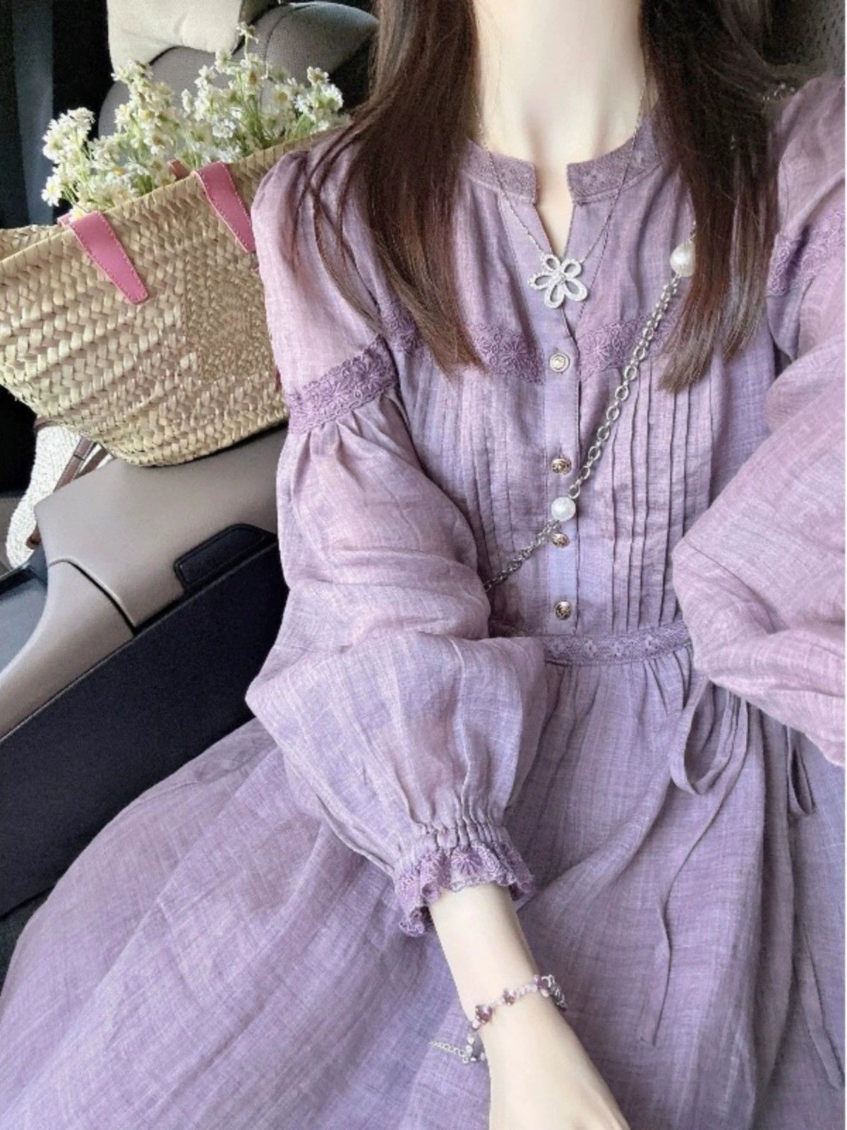 Purple autumn retro long-sleeve