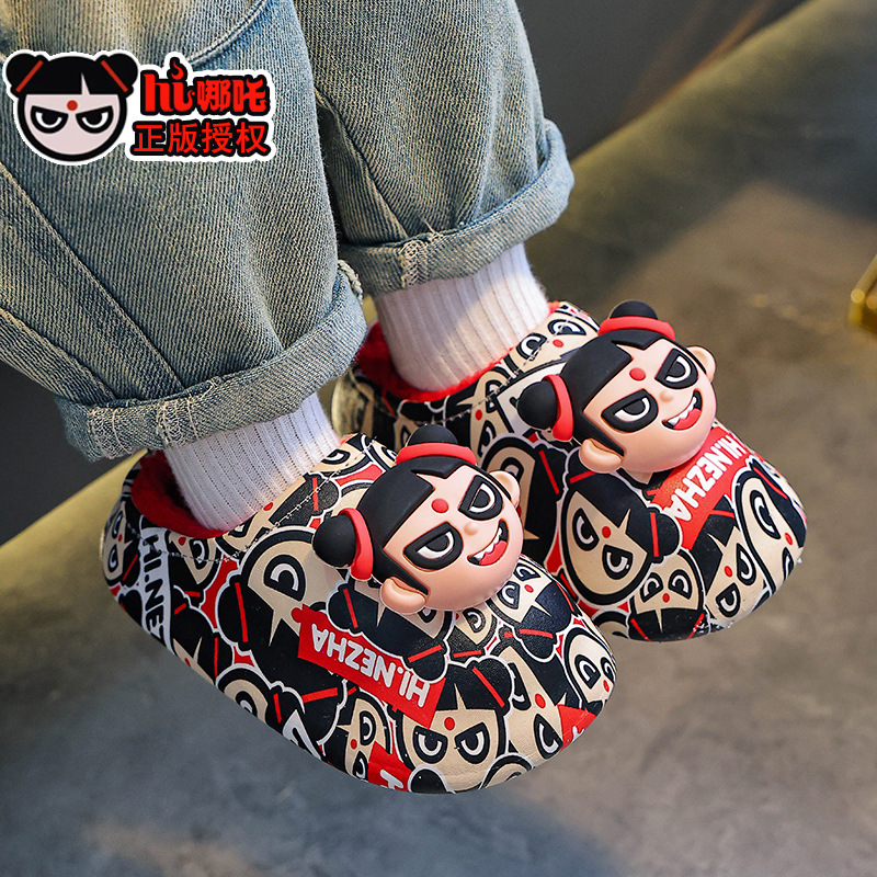 Zapatillas de algodón auténticas de invierno para niños, niños y niñas, zapatos de algodón cálidos y impermeables para niños y niños.