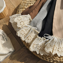 女童镂空蕾丝花边拼接裤脚高弹时尚百搭洋气蝴蝶结打底裤春春秋裤