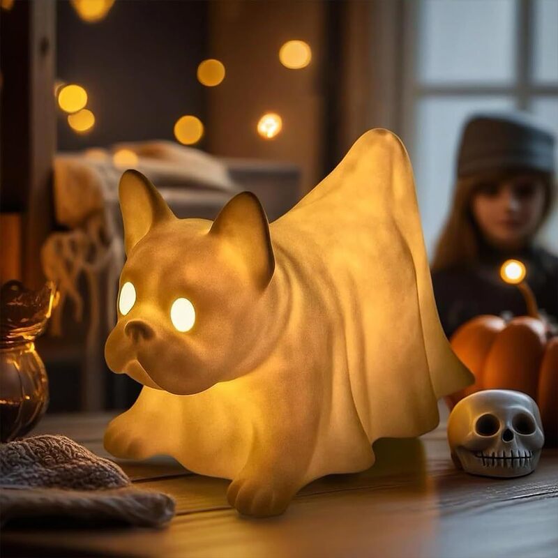 Dachshund Ghost Lamp腊肠犬鬼魂灯摆件树脂工艺品发光鬼狗|undefined