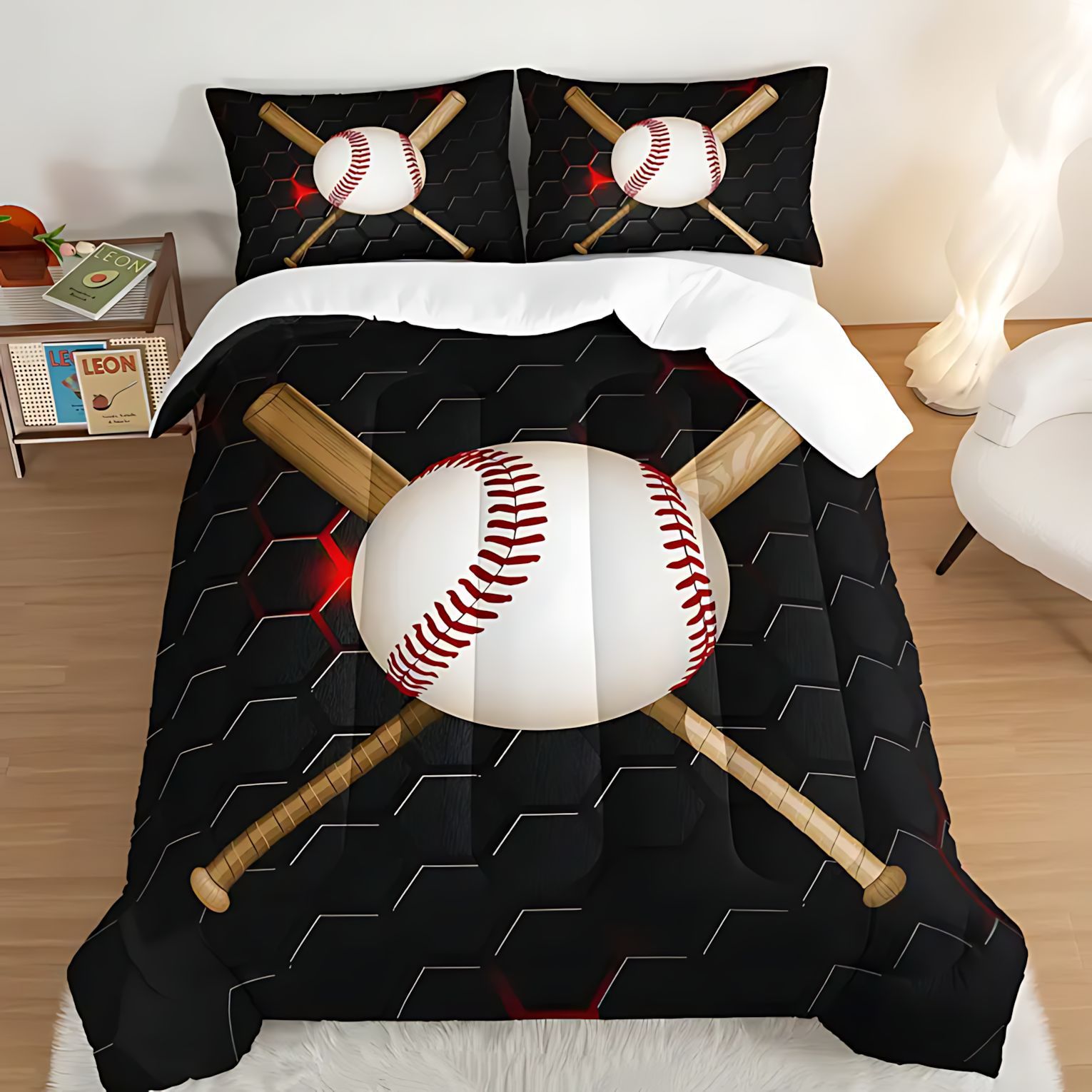 TEMU / JIT clásico de moda de béisbol deportivo HD impresión digital 180gms colcha de cama