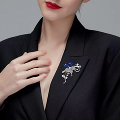 藍豪韓版鑲鑽五瓣花西裝衣領胸針蝴蝶花 百搭潮流飾品女 佩戴胸花