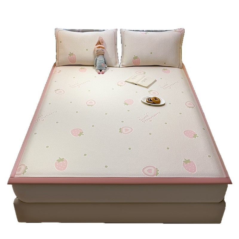 A clase madre e infante grado frijoles de verano estera de seda de hielo estera de verano hogar estera suave se puede lavar con máquina dormitorio set de tres piezas 4