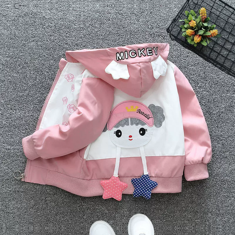儿童装女童外套春装2025新款宝宝中小童运动夹克冲锋衣上衣潮短款