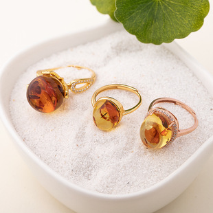 Natural Amber Flower Bead Flower Ring S925 Silver Inlay Fashion All-match Distinctive and Exquisite Women's Bracelet