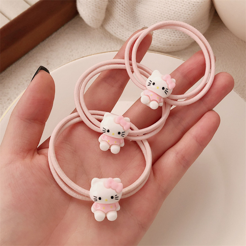 Dibujos animados lindo gatito cuerda para el cabello simple ins girl lazo para el cabello con banda de goma para el cabello salvaje cuerda para el cabello Mori accesorios para el cabello