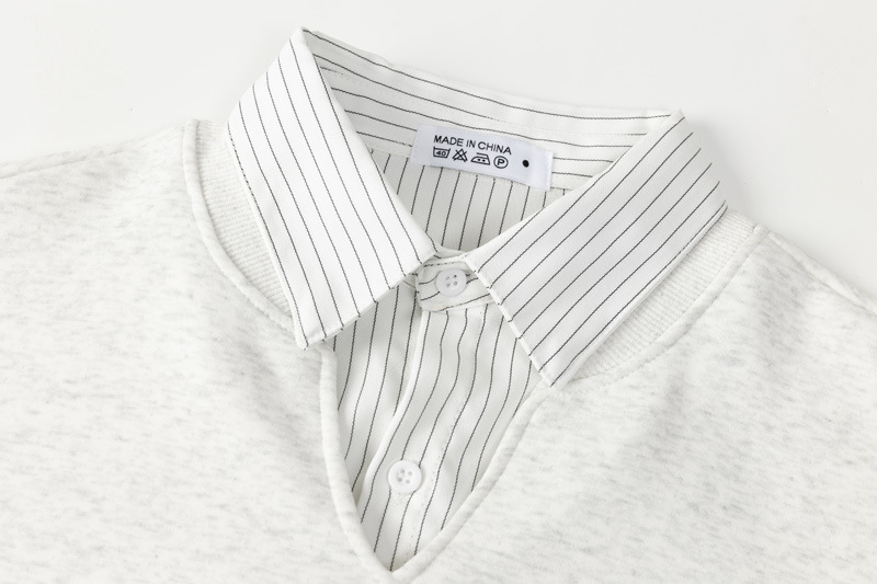 Sweat-shirt à col en v rayé pour homme haut manches longues_voghion.com