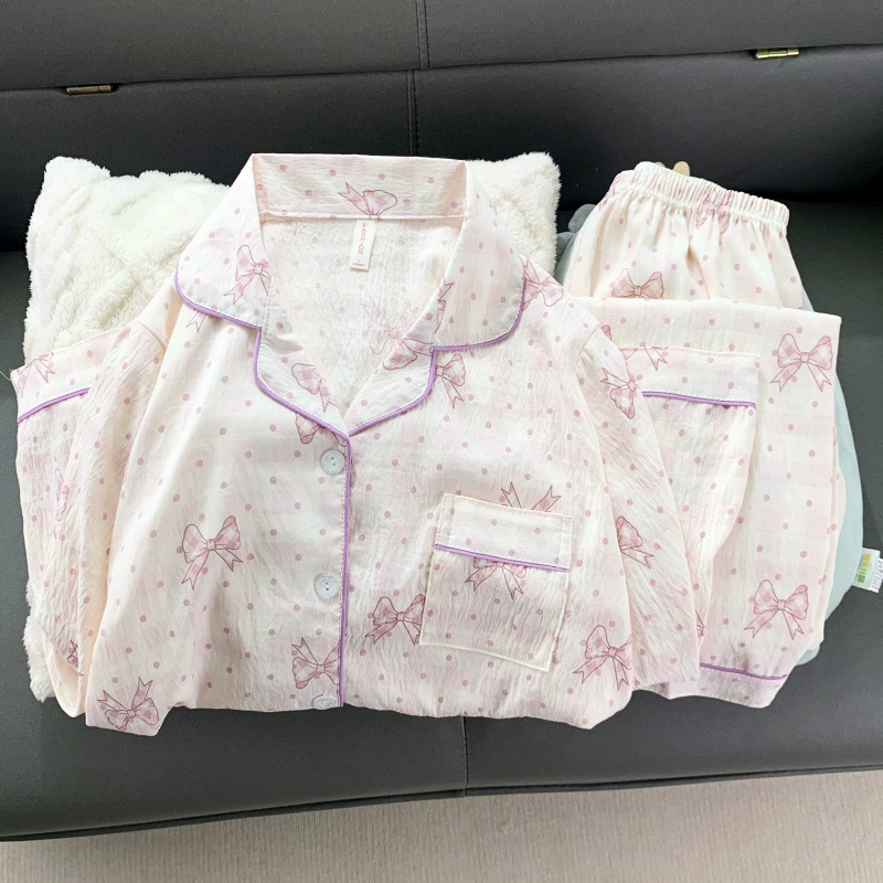 Кукольный комплект пижамы из хлопка с длинным рукавом для детей, 2 предмета (верх и штаны), милые принты, размеры M–2XL