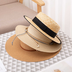 2023 Summer New Style Flat Top Straw Hat Women Korean Style Fashion Casual Short Brim Top Hat Beach Travel Sun Protection Sun Hat