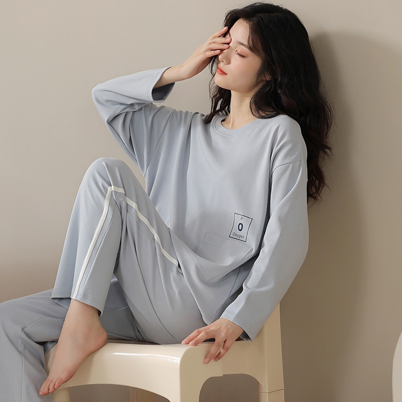 잠옷 여성용 코튼 긴팔 봄 및 가을 간단한 캐주얼 코튼 멀티 스타일 선택 하이 엔드 외부 착용 홈 의류 세트