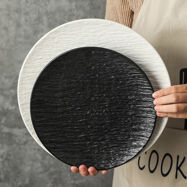Black Rock Pattern Steak Plate Shallow Plate Star Hotel 8 Inch Salah Plate Western Plate Flat Plate Bone Plate Cake Plate