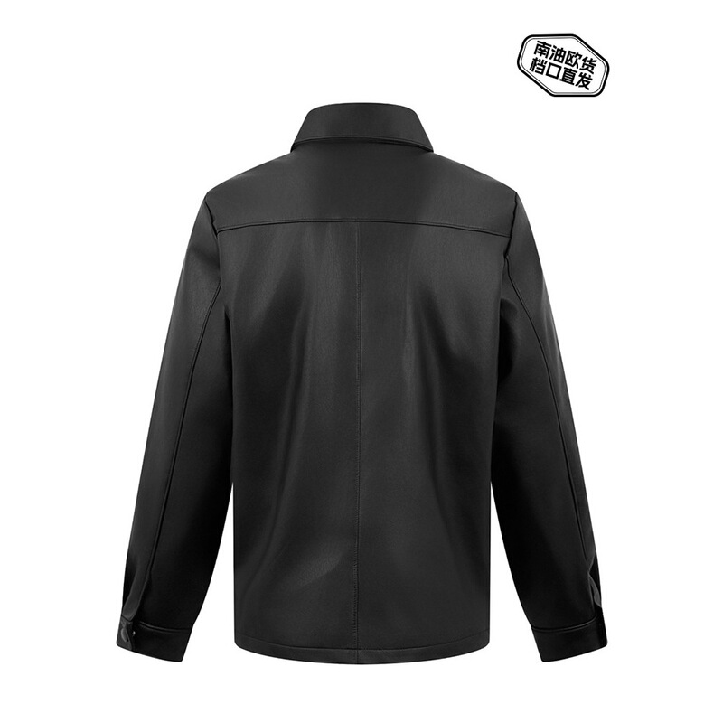 25 Shenzhen Nanyou Prd Triangle Logo Single-Breasted Leather Jacket for Men and Women Casual Jacket Style Shirt Lambskin Leather Jacket 25 Shenzhen Nanyou Prd Triangle Logo Single-Breasted Leather Jacket for Men and Women Casual Jacket Style Shirt Lambskin Leather Jacket