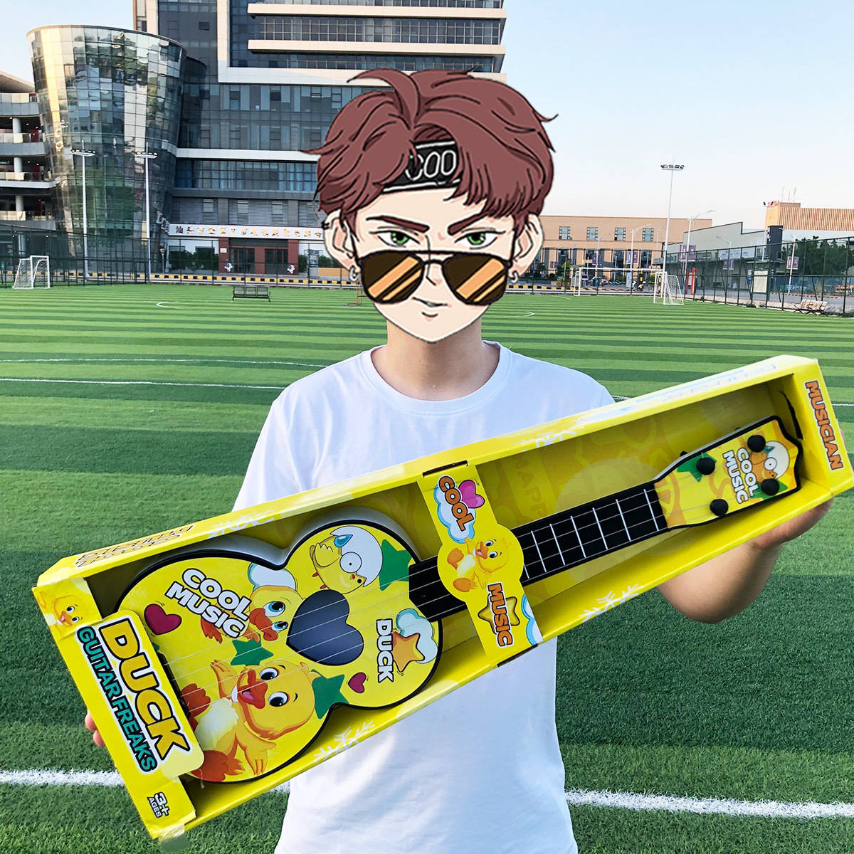 Niños graffiti ukulele DIY simulación tocable guitarra pequeña instrumento musical puzzle juguetes de educación temprana regalos de la institución