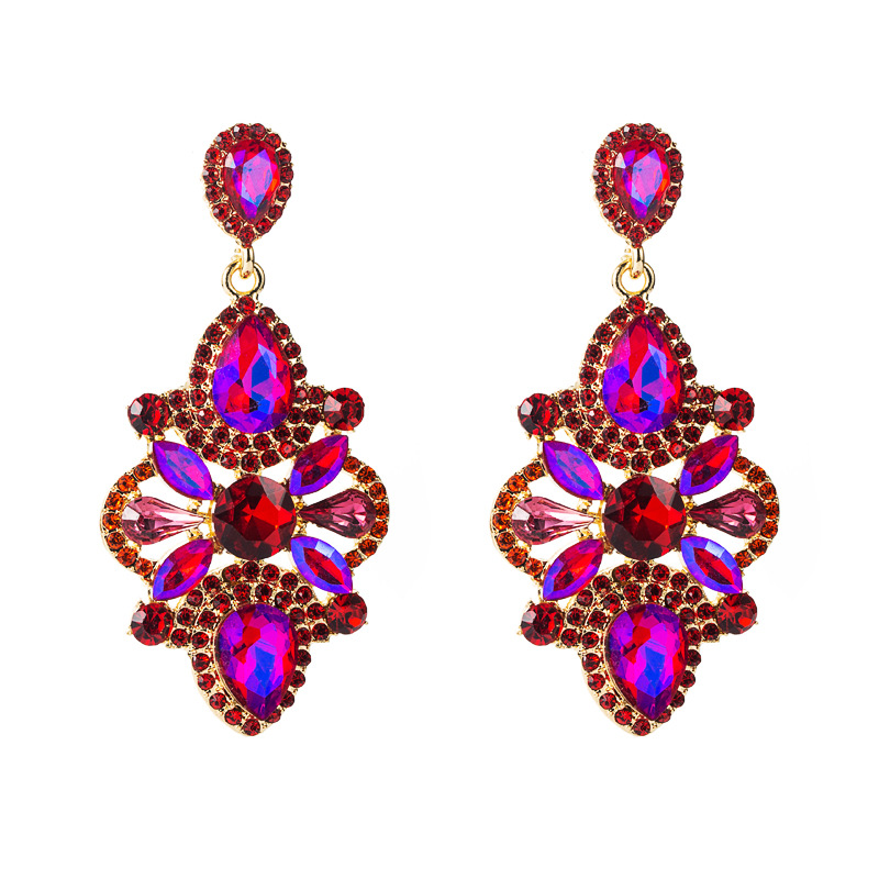 Earrings European And American Retro Style Alloy Inlaid Color Rhinestone Glass Diamond High-grade Earrings Fashion And Personalized Earrings display picture 9