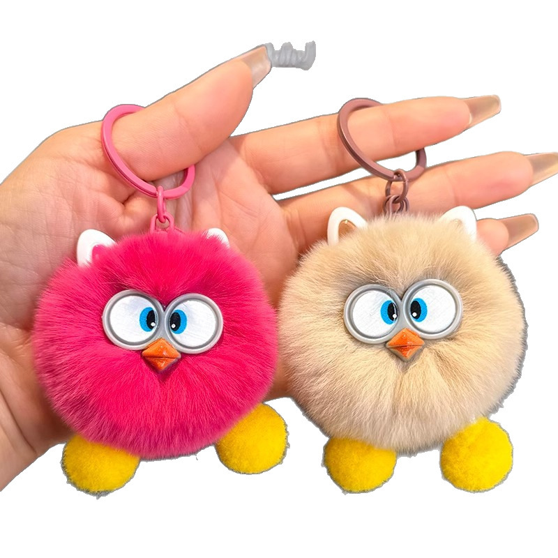 イミテーションレッキスファーのかわいい小さな石炭球バッグチャーム、ブックバッグ用の絶妙な人形飾り、漫画風おもちゃ、車のキーホルダー|undefined