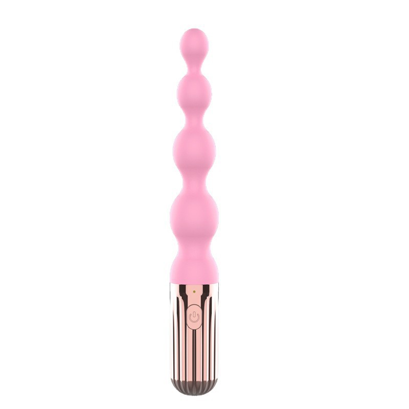 Vibrating Anal Beads Stimulator with Button Control, Silicone, Pink — detail image 12
