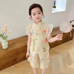 女童夏裝新中式套裝女寶寶夏款中國風洋氣時髦兩件套兒童夏季衣服