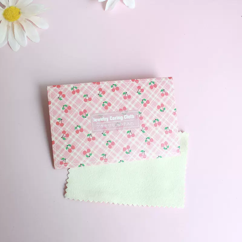 可爱粉色樱桃外壳 首饰抛光布  金银项链氧化擦亮保养布 鹿皮绒