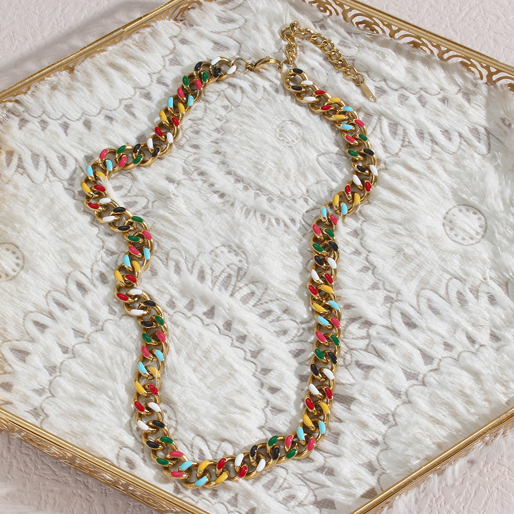 Vintage Style Geometric Stainless Steel Necklace Plating Stainless Steel Necklaces