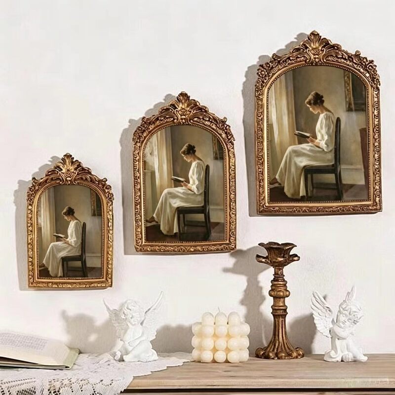 French Style Vintage Carved Resin Photo Frame Wedding European Style Photo Frame Wall Hanging Decorative Photo Rack Table Decorative Wall Hanging Ornaments