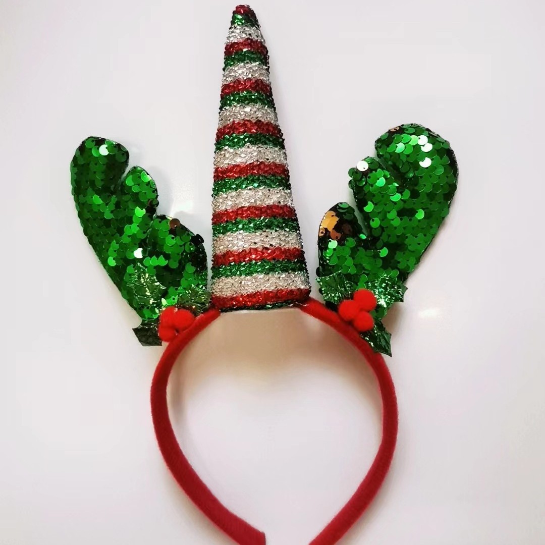 Venta caliente árbol de Navidad unicornio tocado Navidad fiesta de vacaciones vestido lindo diadema directo de fábrica de Navidad