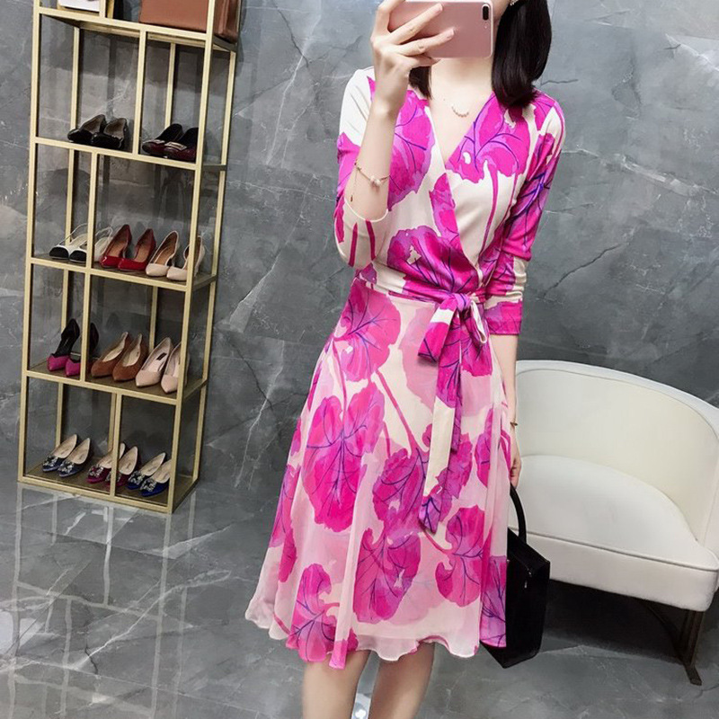 Early Autumn Fashion Dress 2022 New Style Elegant and Feminine One-Piece Waist-Cinching Light Luxury Floral Dress