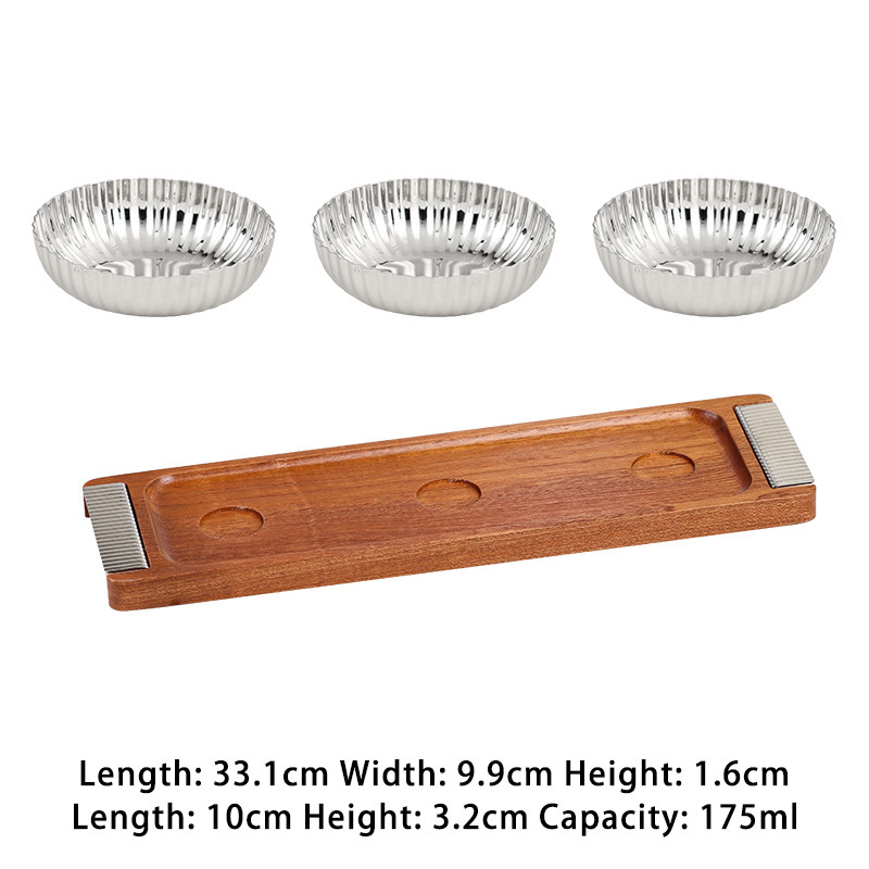 Productos explosivos transfronterizos lujosos Shabili madera sólida acero inoxidable bocadillos frutas secas refrigerios bandeja de té decoración de mesa