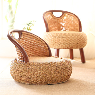 Rattan Chair Backrest Chair Single Small Chair Balcony Home Living Room Coffee Table Tatami Low Chair Lazy Man Puy ^