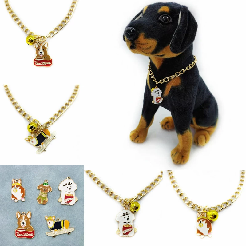 Желаю трансграничное Новое металлическое ожерелье Тедди Bogi Chai Dog Fadou кулон Pet Золотой ошейник в наличии