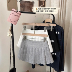 灰色百褶半身裙女秋2025新款小个子高腰显瘦防走光a字开叉短裙子