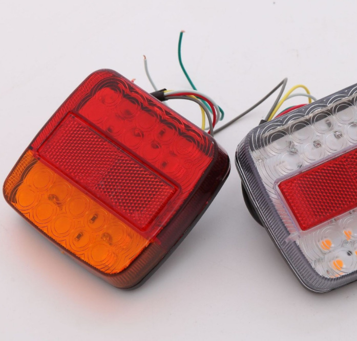 Transparent shell/red and yellow shell rounded square trailer trailer 20LED tail light truck brake light signal light