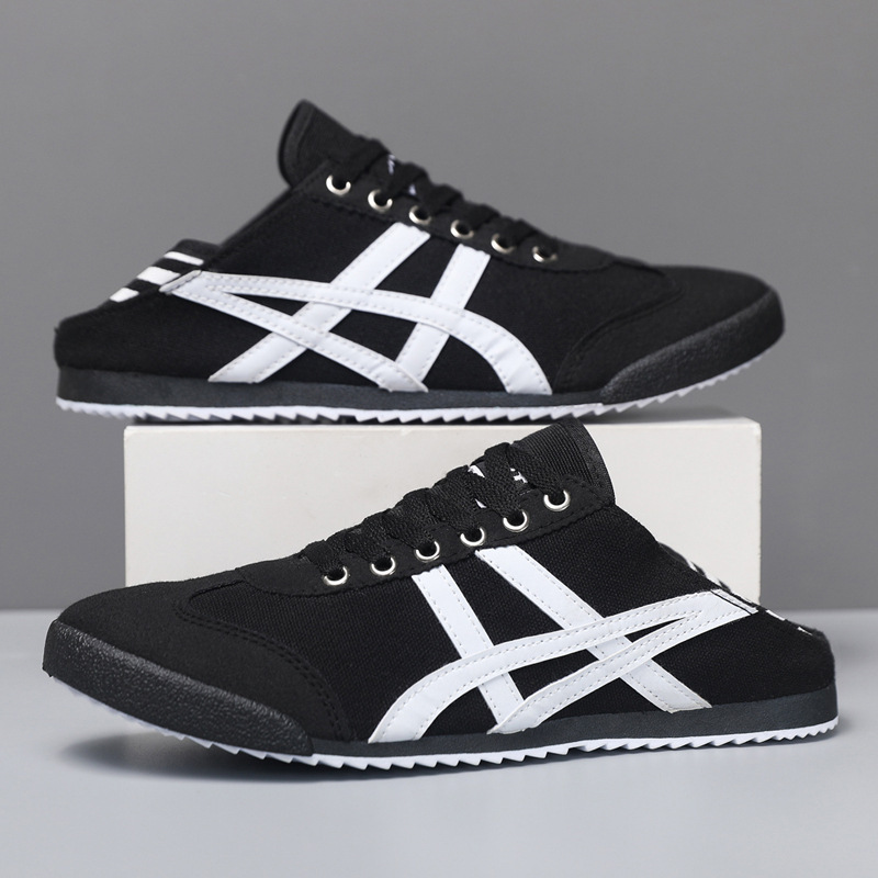 Couple Casual Shoes Flat Shoes Men's and Women's Spring and Summer Fashionable Board Shoes Half-support Two-wear All-match Sports Canvas Shoes