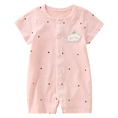 Baby jumpsuit pure cotton summer thin short-sleeved newborn clothes a underwear baby harem pajamas crawling clothes