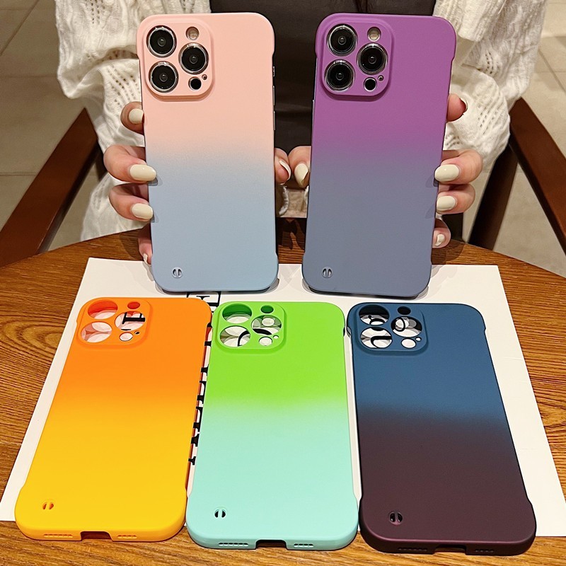 新款渐变无边框适用苹果16promax手机壳小众iPhone15个性14散热13|undefined