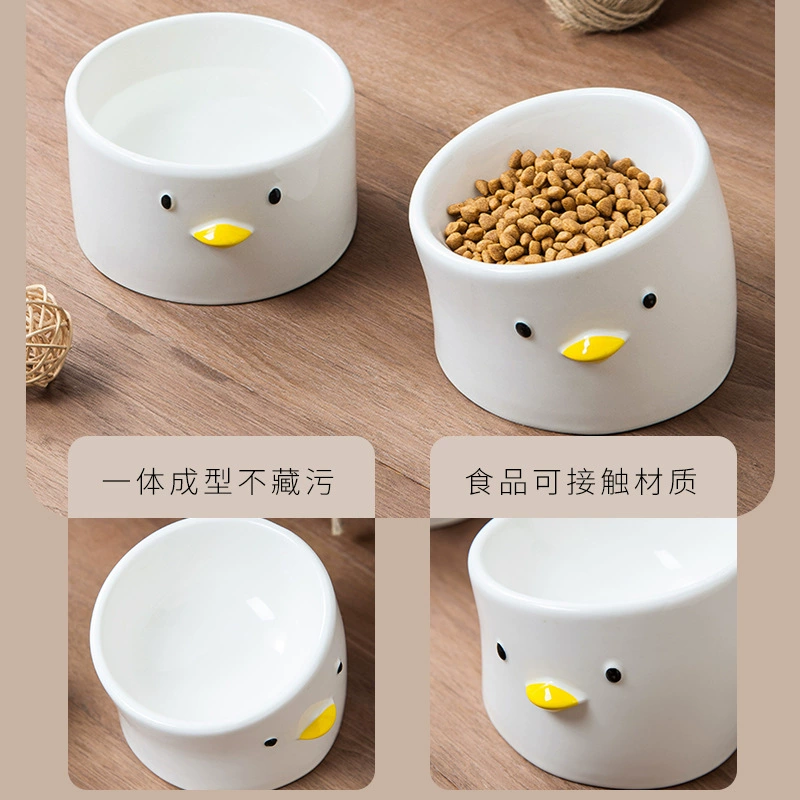 Керамическая миска для кошки, миска для воды, шея кошки, керамическая курица, косая шея, миска для питомца плюс высокая шейка кошки, зерновая миска