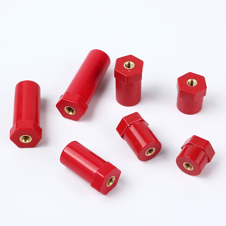 JYZ/DMC红色高强度绝缘子低压新能源绝缘柱六角螺母型绝缘子支柱