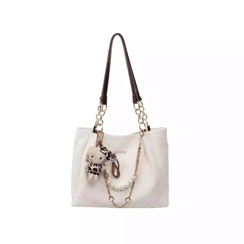2025 New Arrival Women's Versatile Commuter Tote Bag - High-Quality Pearl Chain Large Capacity Casual Shoulder Bag (Dropshipping) - Thumbnail 5