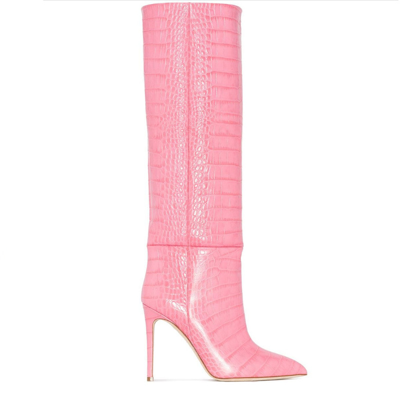European and American Foreign Trade Pointed-Toe Stone-Patterned Stiletto Knee-High Boots, Size 47 Large Size Riding Boots, Ballroom Fashion High Boots European and American Foreign Trade Pointed-Toe Stone-Patterned Stiletto Knee-High Boots, Size 47 Large Size Riding Boots, Ballroom Fashion High Boots
