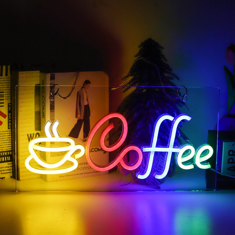 LED neon sign acrylic back panel, USB 5V‑1A with switch, decorative wall night light (various designs)