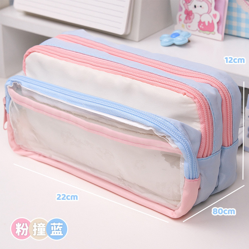 Tamaño a juego de color o00 estuche para lápices bolsa de papelería transparente de gran capacidad bolsa de papelería multifuncional creativa ins japonés de alto valor