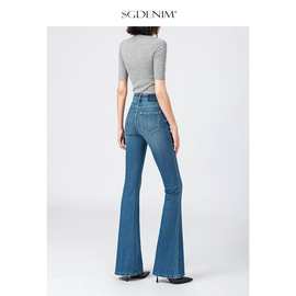 怀旧风潮/四面弹高腰微喇叭牛仔裤女复古紧身提臀显瘦2026春新款