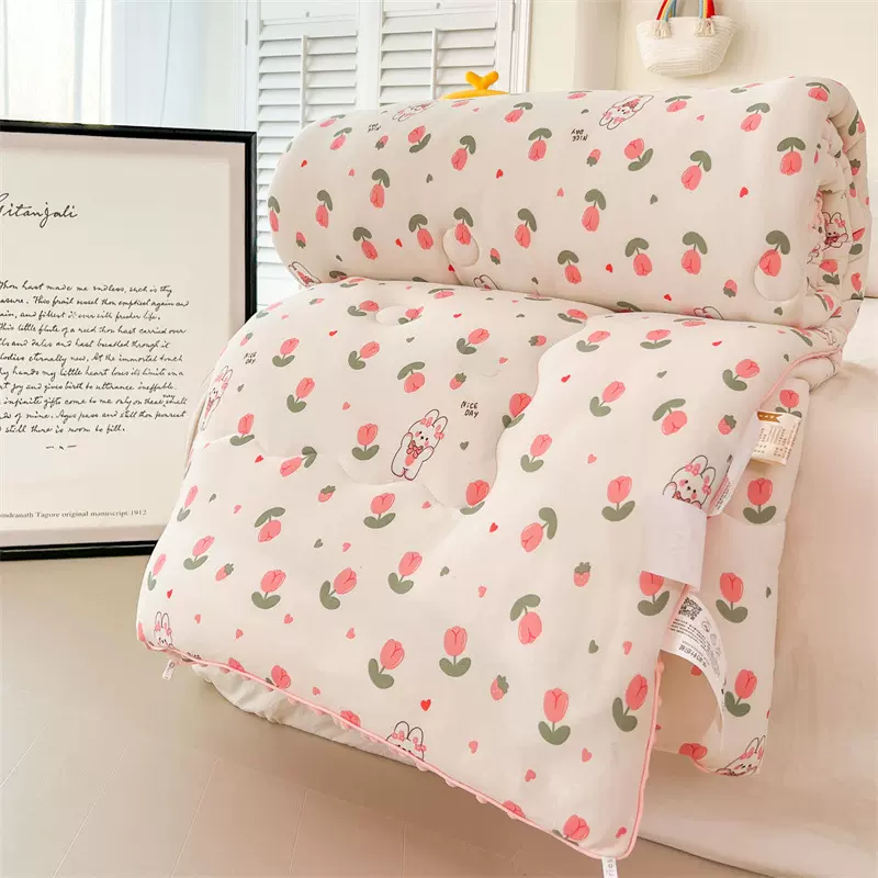 新款A类针织棉秋冬被加厚母婴级豆豆被卡通被芯豆豆绒被褥被子